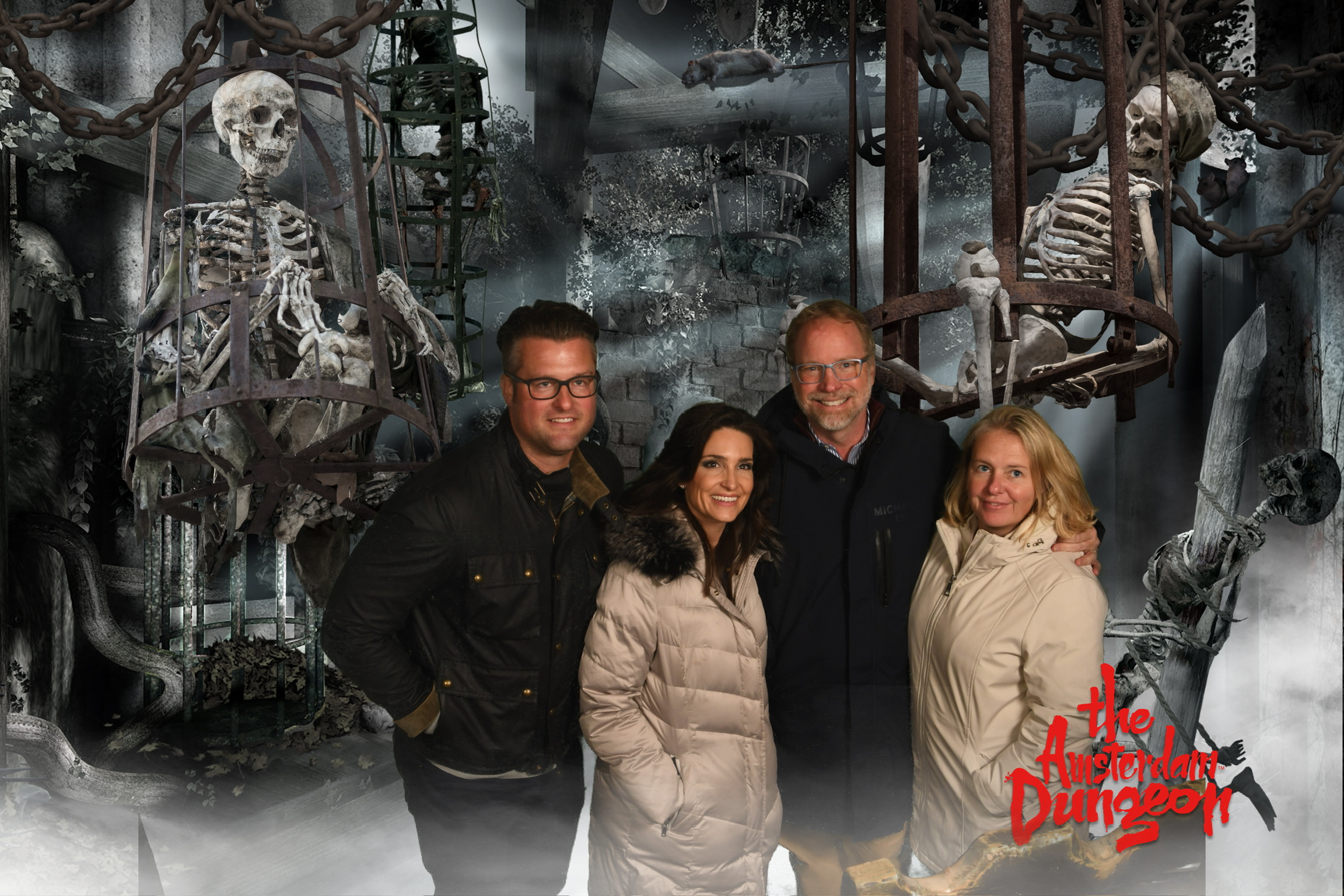 Hastings and Estenson families at The Amsterdam Dungeon